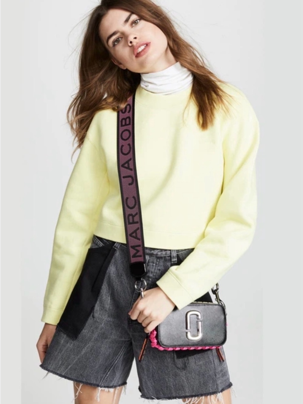 Limited edition Marc Jacobs Black Crossbody Bag with whipstitch detail; no strap